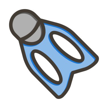 Flippers Vektör Kalın Çizgisi Kişisel ve Ticari Kullanım İçin Renk Simgesi Dolduruldu