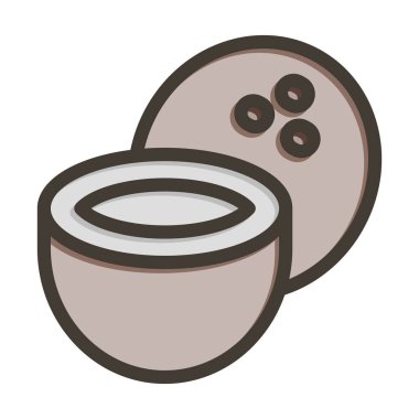 Hindistan Cevizi Vektörü Kalın Çizgisi Kişisel ve Ticari Kullanım için Renk Simgesi Dolduruldu