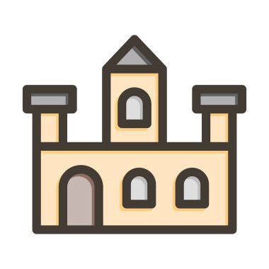 Kale Vektörü Kalın Çizgisi Kişisel ve Ticari Kullanım için Renk Simgesi Dolduruldu