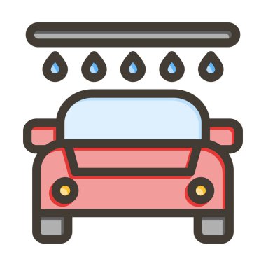 Araba Yıkama Vektörü Kalın Çizgisi Kişisel ve Ticari Kullanım İçin Renk Simgesi Dolduruldu