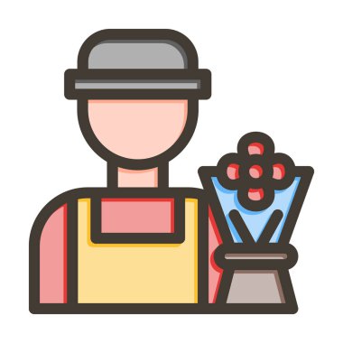 Çiçekçi Vektör Kalın Çizgisi Kişisel ve Ticari Kullanım İçin Renk Simgesi Dolduruldu