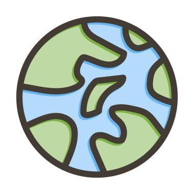 Kişisel ve ticari kullanım için Renk Simgesi Doldurulmuş Dünya Haritası Vektör Kalın Çizgisi