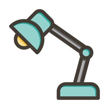 Kişisel ve Ticari Kullanım İçin Renk Simgesi Doldurulmuş Masa Lambası Vektörü Kalın Çizgisi