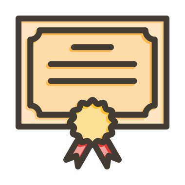 Diploma Vektörü Kalın Çizgisi Kişisel ve Ticari Kullanım İçin Renk Simgesi Dolduruldu