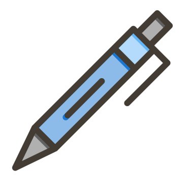 Kalem Vektörü Kalın Çizgisi Kişisel ve Ticari Kullanım için Renk Simgesi Dolduruldu