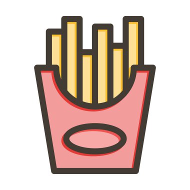 Fries Vektör Kalın Çizgisi Kişisel ve Ticari Kullanım İçin Renk Simgesi Dolduruldu