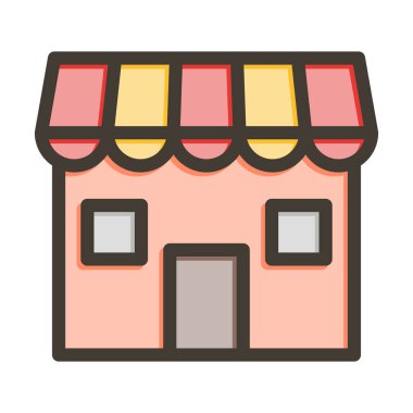 Alışveriş Vektörü Kalın Çizgisi Kişisel ve Ticari Kullanım için Renk Simgesi Dolduruldu