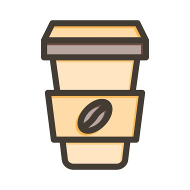 Kahve Vektörü Kalın Çizgisi Kişisel ve Ticari Kullanım İçin Renk Simgesi Dolduruldu