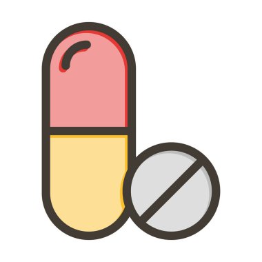 İlaç Vektörü Kalın Çizgisi Kişisel ve Ticari Kullanım İçin Renk Simgesi Dolduruldu