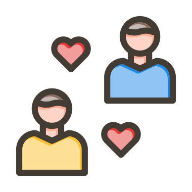 İlişki Vektörü Kalın Çizgisi Kişisel ve Ticari Kullanım İçin Renk Simgesi Dolduruldu