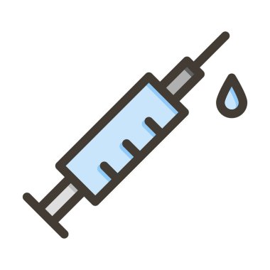 Şırınga Vektörü Kalın Çizgisi Kişisel ve Ticari Kullanım için Renk Simgesi