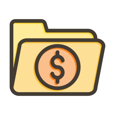 Kişisel ve ticari kullanım için Renk Simgesi Doldurulmuş Sikke Vektör Kalın Çizgisi