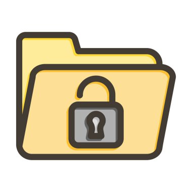 Kilitli Vector Kalın Çizgisi Kişisel ve Ticari Kullanım İçin Renk Simgesi Dolduruldu