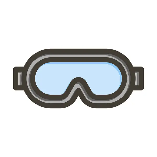 Ícone Cores Enchidas Linha Grossa Vetor Dos Óculos Segurança Para — Vetor de Stock