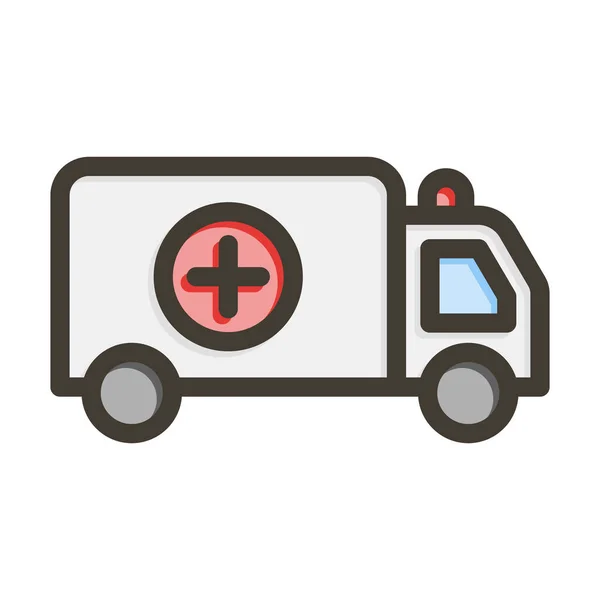 Ambulance Vector Silné Čáry Plné Barvy Ikona Pro Osobní Komerční — Stockový vektor