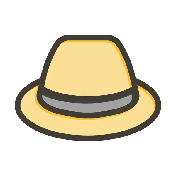 Плоская Шляпа Вектор Толстая Линия Заполненные Цвета Значок Личного Коммерческого — стоковый вектор