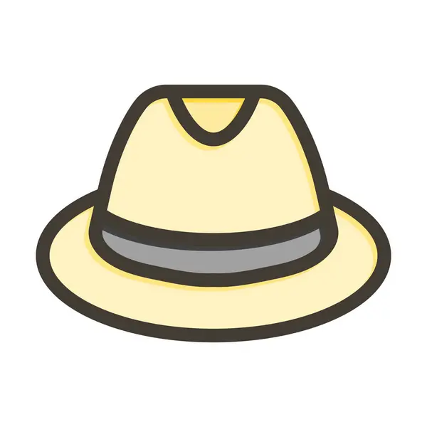 Panama Chapeau Vectoriel Épais Ligne Rempli Couleurs Icône Pour Usage — Image vectorielle