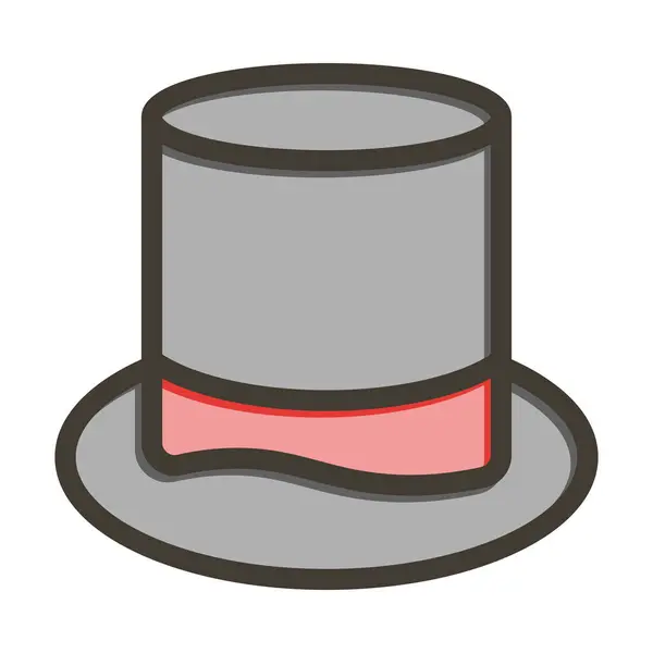 Top Hat Vector Thick Line Filled Colors Icon Personal Commercial — Stock Vector