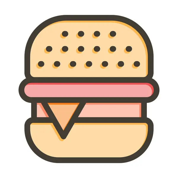 Burger Vector Gruba Linia Wypełniona Kolorami Ikona Użytku Osobistego Komercyjnego — Wektor stockowy