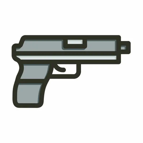 Ícone Cores Enchidas Linha Grossa Vetor Pistola Para Uso Pessoal — Vetor de Stock