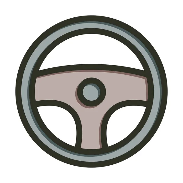 Steering Wheel Vector Thick Line Filled Colors Icon Personal Commercial — Stock Vector