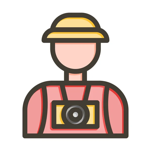 Tourist Vector Thick Line Filled Colors Icon Personal Commercial Use — Stock Vector