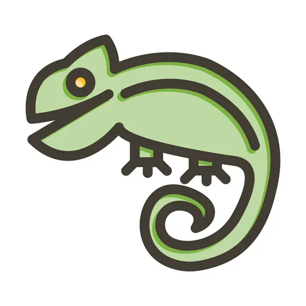 Chameleon Vector Thick Line Colors Icon Für Den Persönlichen Und — Stockvektor