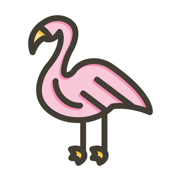 Фламинго Вектор Толстая Линия Заполненные Цвета Значок Личного Коммерческого Использования — стоковый вектор