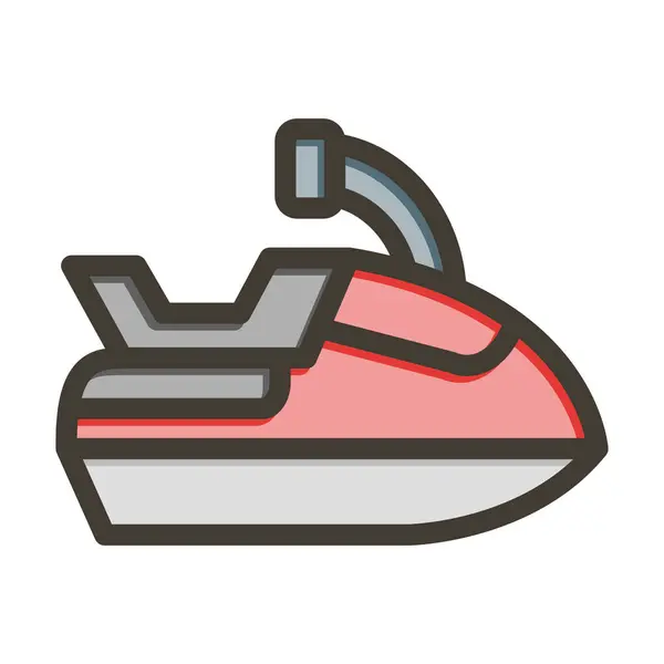 Jet Ski Vector Thick Line Filled Colors Icon Personal Commercial — Stock Vector
