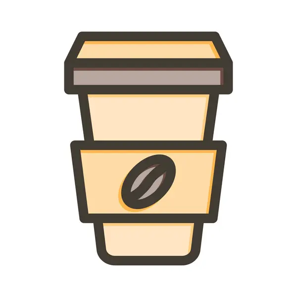 Koffie Vector Dikke Lijn Gevulde Kleuren Pictogram Voor Persoonlijk Commercieel — Stockvector