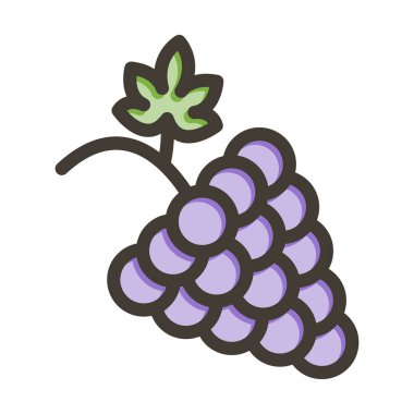 Üzüm Vektörü Kalın Çizgisi Kişisel ve Ticari Kullanım için Renk Simgesi Dolduruldu