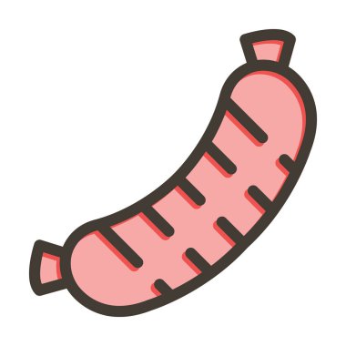 Kişisel ve ticari kullanım için Renk Simgesi Doldurulmuş Sosis Vektörü Kalın Çizgisi