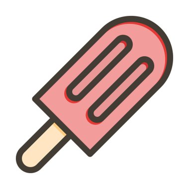 Ice Lolly Vektör Kalın Çizgisi Kişisel ve Ticari Kullanım İçin Renk Simgesi Dolduruldu