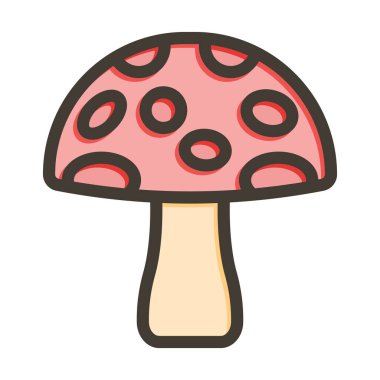 Mantar Vektörü Kalın Çizgisi Kişisel ve Ticari Kullanım İçin Renk Simgesi Dolduruldu