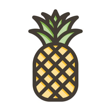 Kişisel ve ticari kullanım için Renk Simgesi Doldurulmuş Ananas Vektörü Kalın Çizgisi