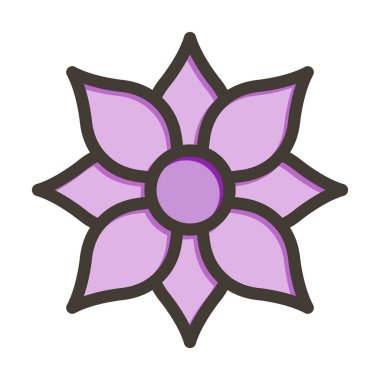 Çiçek Vektörü Kalın Çizgisi Kişisel ve Ticari Kullanım İçin Renk Simgesi Dolduruldu