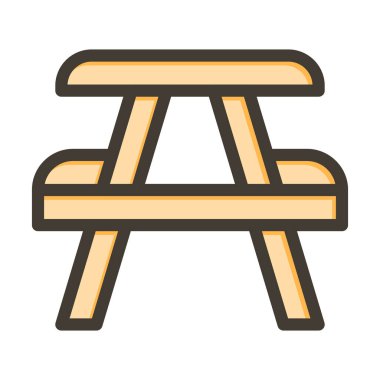 Piknik Masası Kalın Çizgisi Renk Simgesi Kişisel ve Ticari Kullanım İçin