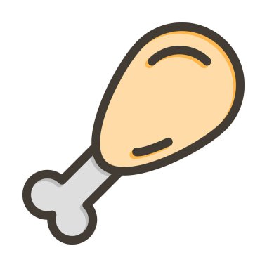 Tavuk Bacağı Kalın Çizgisi Kişisel ve Ticari Kullanım İçin Renk Simgesi Dolduruldu