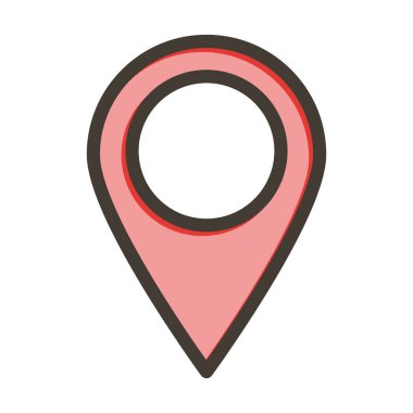 Konum Pin Vektörü Kalın Çizgisi Kişisel ve Ticari Kullanım için Renk Simgesi Dolduruldu