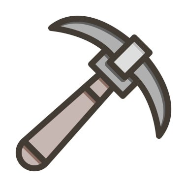 Kazma Vektörü Kalın Çizgisi Kişisel ve Ticari Kullanım için Renk Simgesi Dolduruldu