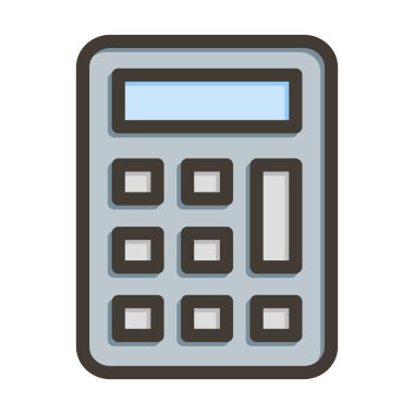 Kişisel ve Ticari Kullanım İçin Renk Simgesi Doldurulmuş Hesaplayıcı Vektör Kalın Çizgisi