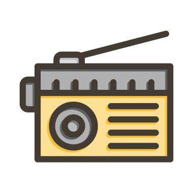 Radyo Vektörü Kalın Çizgisi Kişisel ve Ticari Kullanım İçin Renk Simgesi Dolduruldu