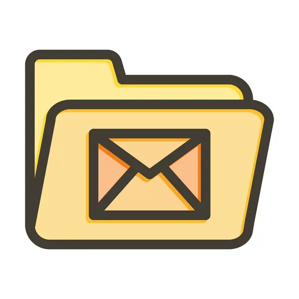 Email Vektor Tlusté Čáry Plněné Barvy Ikona Pro Osobní Komerční — Stockový vektor