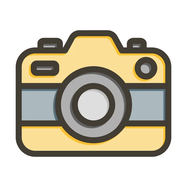 Camera Vector Thick Line Filled Colors Icon Personal Commercial Use — Stock Vector