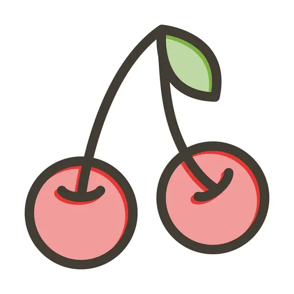 Cherry Vector Thick Line Colors Icon Für Den Persönlichen Und — Stockvektor