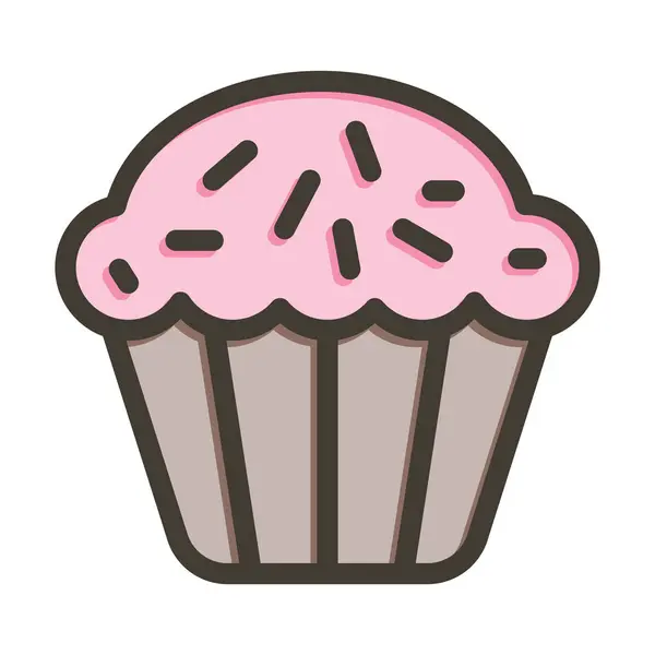 Muffin Vector Thick Line Colors Icon Für Den Persönlichen Und — Stockvektor