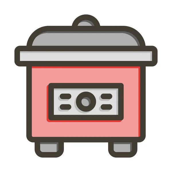 Slow Cooker Vector Thick Line Filled Colors Icon Personal Commercial — Stock Vector