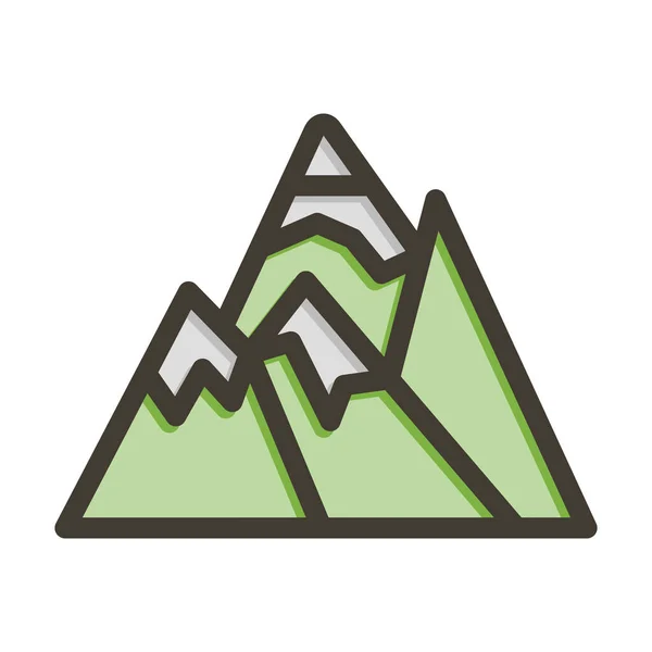 Mountains Vector Thick Line Colors Icon Für Den Persönlichen Und — Stockvektor