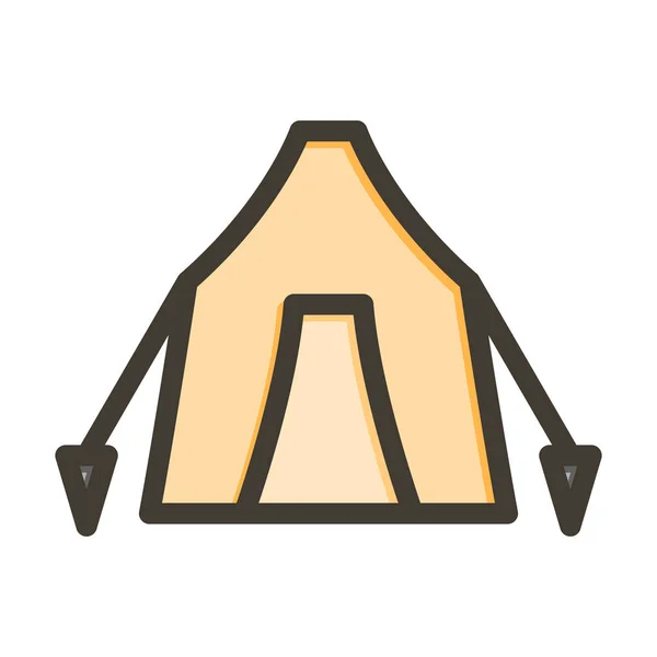 Толстая Линия Вектора Палатки Иконка Цвета Личного Коммерческого Использования — стоковый вектор