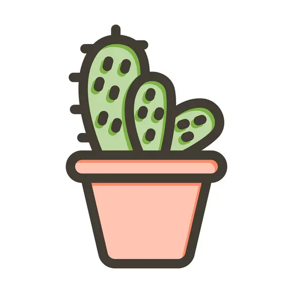 Cactus Vector Thick Line Colors Icon Für Den Persönlichen Und — Stockvektor